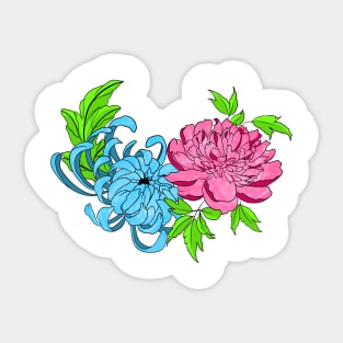 Flowers pink ans blue Sticker
